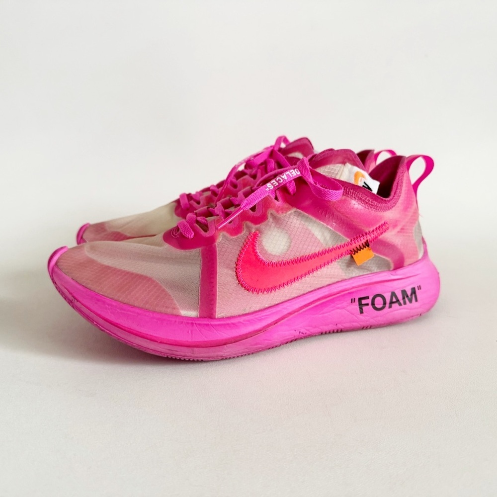 Nike x Off-White Zoom Fly Sneaker Pink US 9.5 AJ4588-600 Streetwear Collector - Picture 4 of 13